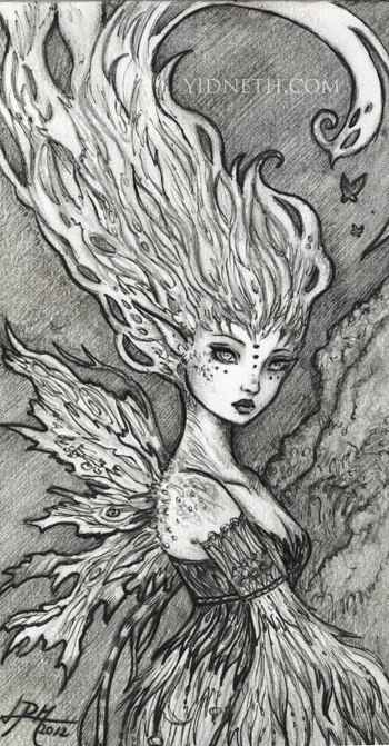 WISP ORIGINAL drawing ink b/w OOAK ACEO card | priscillahernandez.com